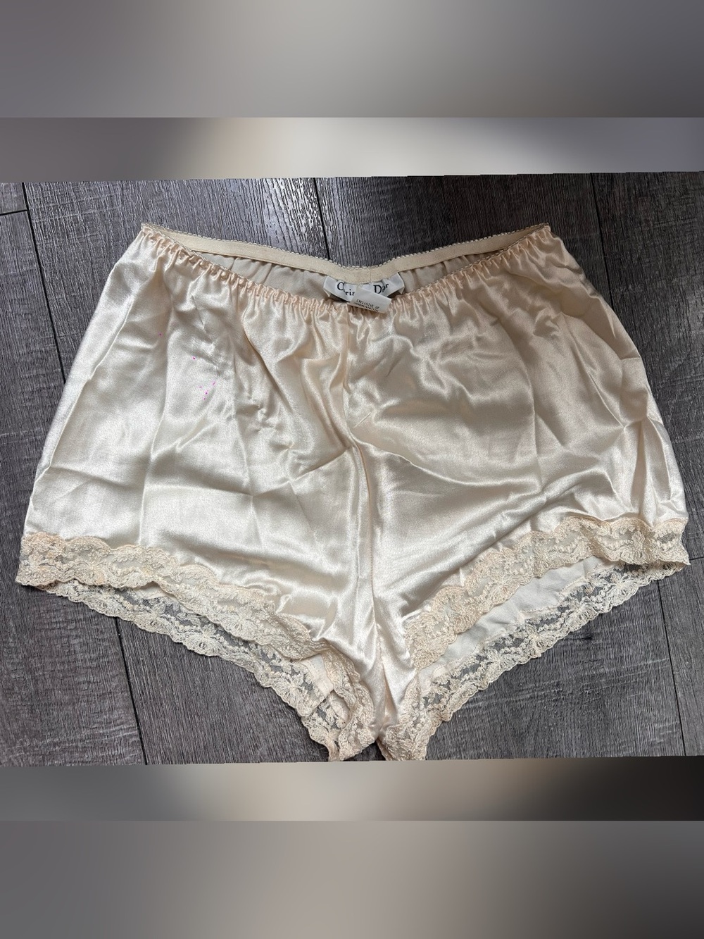 Christian Dior Vintage Satin
Champagne Lace Shorts Size S